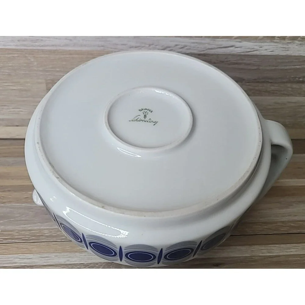 Bavaria Schirnding‎ Ceramic Teapot Blue and White Mid Century Modern Design